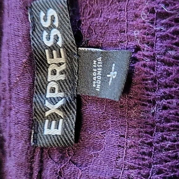 💜 Express Purple Lace Long Sleeve Top Sz Large - Picture 2 of 4